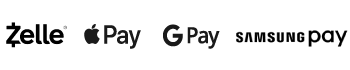 Zelle logo, Apple Pay logo, Google Pay logo, Samsung pay logo