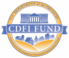 CDFI Fund Blue and gold CDFI fund logo