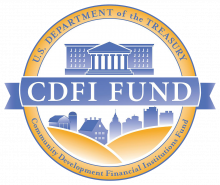 CDFI Fund Blue and gold CDFI fund logo